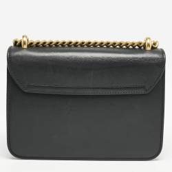 Pre Owned Gucci Black Leather Bow Pearl Embellished Shoulder Bag