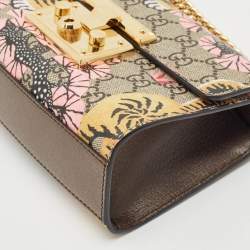 Gucci Brown/Beige GG Bengal Tiger Supreme Canvas and Leather Small Padlock Shoulder Bag