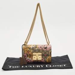 Gucci Brown/Beige GG Bengal Tiger Supreme Canvas and Leather Small Padlock Shoulder Bag