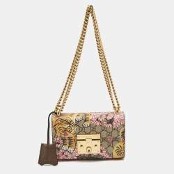 Gucci Brown/Beige GG Bengal Tiger Supreme Canvas and Leather Small Padlock Shoulder Bag
