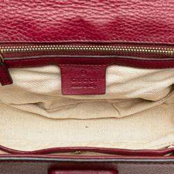 Gucci Red Small Leather New Bamboo Satchel