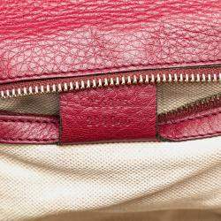 Gucci Red Small Leather New Bamboo Satchel