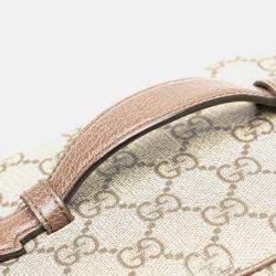 Gucci Beige Brown GG Supreme Web Ophidia Vanity Bag