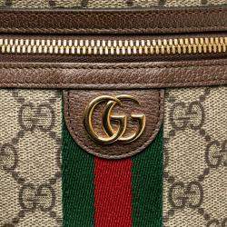 Gucci Beige Brown GG Supreme Web Ophidia Vanity Bag