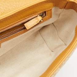 Gucci Mustard/Cream Matelassé Raffia and Leather Small GG Marmont Shoulder Bag