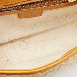 Gucci Mustard/Cream Matelassé Raffia and Leather Small GG Marmont Shoulder Bag
