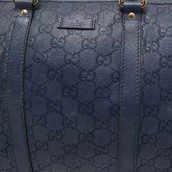 مملوكة مسبقًا Gucci Navy Blue Guccissima Leather Medium Joy Boston Bag