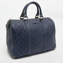 مملوكة مسبقًا Gucci Navy Blue Guccissima Leather Medium Joy Boston Bag