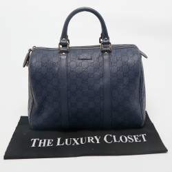 مملوكة مسبقًا Gucci Navy Blue Guccissima Leather Medium Joy Boston Bag