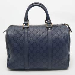 مملوكة مسبقًا Gucci Navy Blue Guccissima Leather Medium Joy Boston Bag