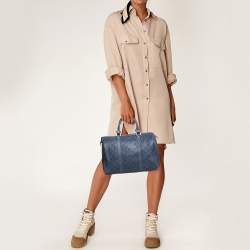 مملوكة مسبقًا Gucci Navy Blue Guccissima Leather Medium Joy Boston Bag