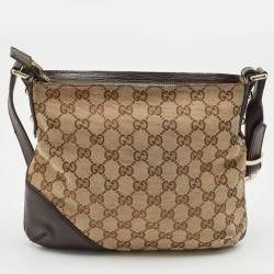 Gucci Brown/Beige GG Canvas and Leather Hasler Messenger Bag
