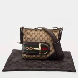 Gucci Brown/Beige GG Canvas and Leather Hasler Messenger Bag
