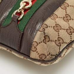 Gucci Brown/Beige GG Canvas and Leather Hasler Messenger Bag