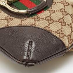 Gucci Brown/Beige GG Canvas and Leather Hasler Messenger Bag