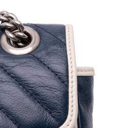 Gucci Navy Blue Small GG Marmont Leather Matelasse Torchon Flap Crossbody