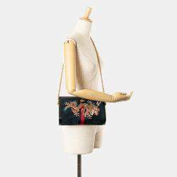Gucci Blue Small Suede Dragon Ophidia Shoulder Bag