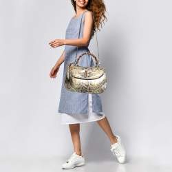 Gucci Multicolor Python Large New Bamboo Tassel Top Handle Bag