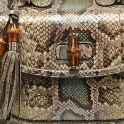 Gucci Multicolor Python Large New Bamboo Tassel Top Handle Bag