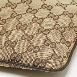 Pre Owned Gucci Beige GG Canvas Web Flat Messenger Bag
