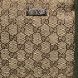 Pre Owned Gucci Beige GG Canvas Web Flat Messenger Bag