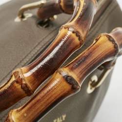 Gucci Taupe Leather Bamboo Duffel Bag