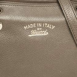 Gucci Taupe Leather Bamboo Duffel Bag