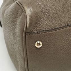 Gucci Taupe Leather Bamboo Duffel Bag