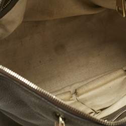 Gucci Taupe Leather Bamboo Duffel Bag