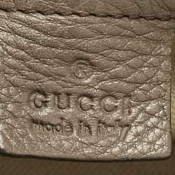 Gucci Taupe Leather Bamboo Duffel Bag