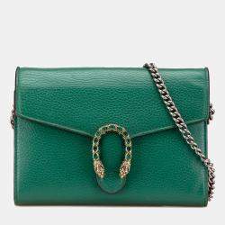 Gucci Green Mini Leather Dionysus Wallet on Chain