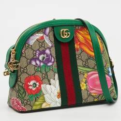 Pre Owned Gucci Multicolor GG Supreme Canvas and Leather Ophidia Flora Dome Bag