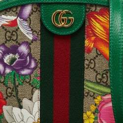Pre Owned Gucci Multicolor GG Supreme Canvas and Leather Ophidia Flora Dome Bag