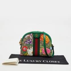 Pre Owned Gucci Multicolor GG Supreme Canvas and Leather Ophidia Flora Dome Bag