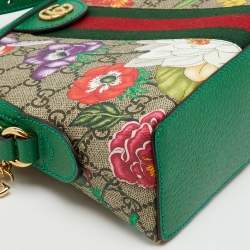 Pre Owned Gucci Multicolor GG Supreme Canvas and Leather Ophidia Flora Dome Bag