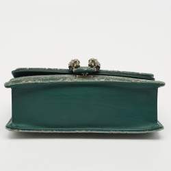 Pre Owned Gucci Green GG Velvet and Leather Small Dionysus Shoulder Bag