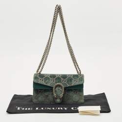 Pre Owned Gucci Green GG Velvet and Leather Small Dionysus Shoulder Bag