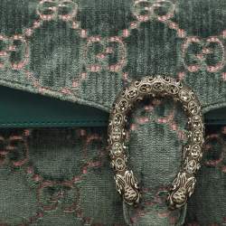 Pre Owned Gucci Green GG Velvet and Leather Small Dionysus Shoulder Bag