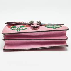 Gucci Pink Suede Medium Patched Embellished Dionysus Shoulder Bag