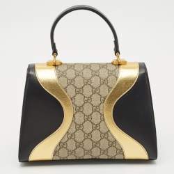 Gucci Tri Color GG Supreme Canvas and Leather Osiride Small Top Handle Bag