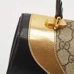 Gucci Tri Color GG Supreme Canvas and Leather Osiride Small Top Handle Bag