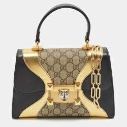 Gucci Tri Color GG Supreme Canvas and Leather Osiride Small Top Handle Bag