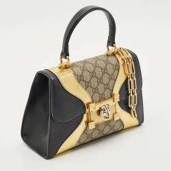 Gucci Tri Color GG Supreme Canvas and Leather Osiride Small Top Handle Bag