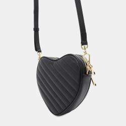 Gucci Black Leather Interlocking G Heart Shoulder Bag