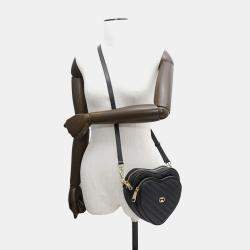 Gucci Black Leather Interlocking G Heart Shoulder Bag