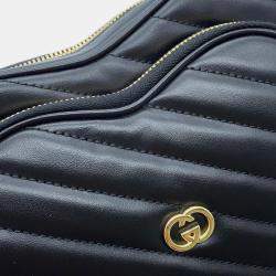 Gucci Black Leather Interlocking G Heart Shoulder Bag