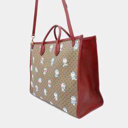 Gucci Brown and Red Mini GG Supreme Canvas and Leather Doraemon Tote Bag