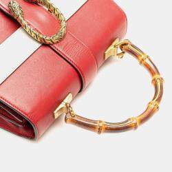 Gucci Navy Blue Red Medium Leather Bamboo Dionysus Web Satchel