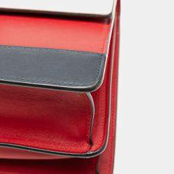 Gucci Navy Blue Red Medium Leather Bamboo Dionysus Web Satchel