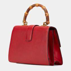 Gucci Navy Blue Red Medium Leather Bamboo Dionysus Web Satchel
